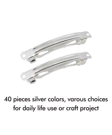 40 Pack 3.15 Inch Blank Rectangle Metal French Barrette Hair Clips - Silver Hairclips DIY Crafting Accessories for Women - Buy Online on GoSupps.com