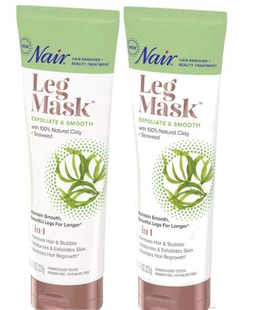 Nair Leg Mask Clay Exfoliate & Smooth 8 Ounce Tube (Pack of 2)