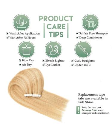 VARIO TAPE Real Hair Extensions - 20 Pieces 50g #12P613 Gold Brown Highlighted Blonde 16 inch Gift for Women - Buy Online on GoSupps.com