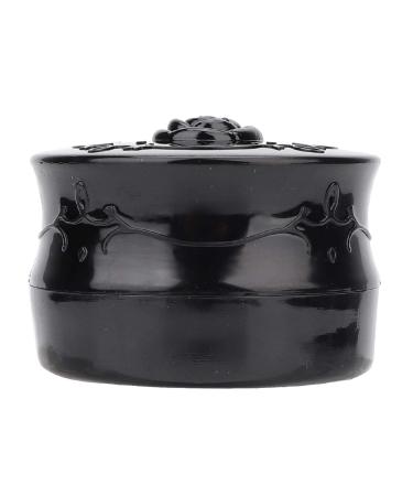 Travel make-up powder container vintage rose empty refillable donor box for loose powder reusable portable baby-alkumpuder etui with sieve and powder quack for body powder baby powder (black)