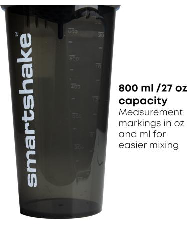 Smartshake Glossy Lite 800ml Protein Shaker Bottle - Leak-Proof BPA-Free Perfect Gift for Men & Women - Ideal for Gym Protein Shakes & Powder Black - Buy Online on GoSupps.com
