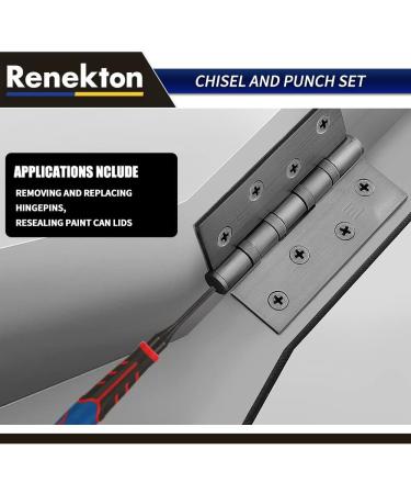 Renekton 3-Piece Punch and Chisel Set | 1/8 Center Punch, Hinge Pin Punch, Cold Chisel | Metal Striking Hammer Cap | Cr-v Steel - Buy Online on GoSupps.com