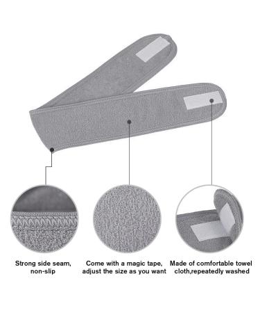 Leaflai 12-Pack Spa Facial Terry Cloth Headband for Bath, Makeup & Sport - Gray - Buy Online on GoSupps.com