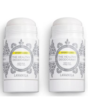 Lavanila The Healthy Deodorant, Sport Luxe 2oz, 2 pack - Natural, Aluminum-Free Deodorant for Men and Women with Triple Odor Protection, Fresh Scent Solid Stick, Vegan 2 Ounce (Pack of 2)