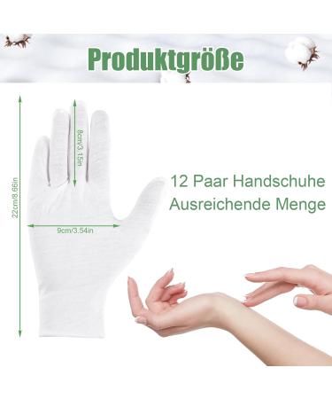 Newofview 12 Pairs White Cotton Gloves - Moisturizing Hand Spa Treatment & Inspection Gloves for Cosmetics & Serving - Buy Online on GoSupps.com