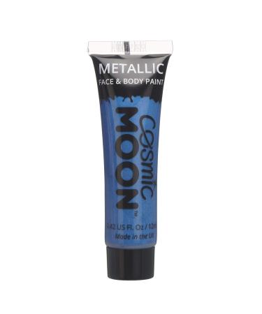 Face & Body Metallic Paint by Cosmic Moon - Blue - Water Based Face Paint Makeup for Adults Kids - 12ml