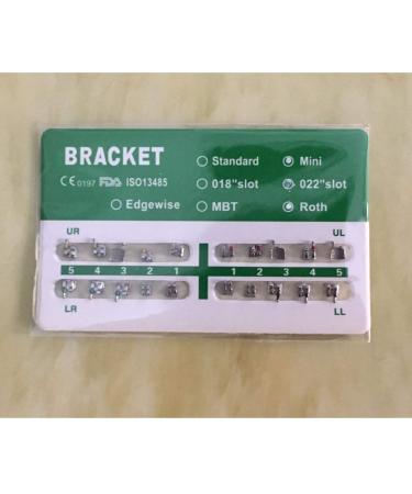 Dental Brackets 200 pcs Orthodontic Metal MIM Brackets for Braces Roth Mini 022 Without Hook 20PCS per Pack 10 Packs