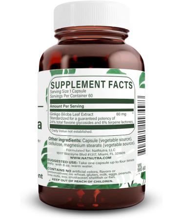 Natural Nutra Ginkgo Biloba Improves Circulation to The Brain and Boosts Memory Cognitive Functions Increases Oxygen Flow Enhancing Mental Performance Vegan and Gluten Free (60) Capsules - Buy Online on GoSupps.com