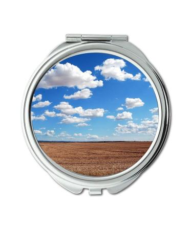 Mirror mouse away concentrate dreaming earth Field Clouds Sky Earth Horizon Plowing Cloudy makeup mirrors pocket mirror portable mirror