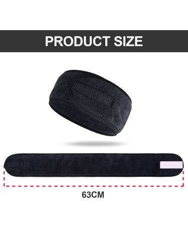 TSHAOUN 6-Piece Adjustable Spa Headbands for Makeup Yoga Shower & Sports - Black Hair Straps with Magical Adhesive Tape - Buy Online on GoSupps.com