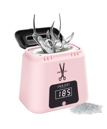 SAVILAND Nail Tool Sterilizer Electric: High-Temperature 365 Sterilizer for Nail Tools Portable Pink Nail Sterilizer with Glass Beads to Sterilize Any Metal Tools Salon & Esthetician Supplies