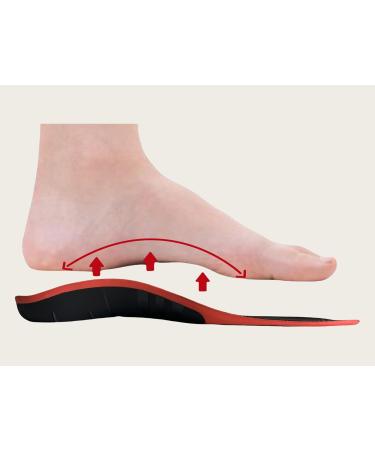 Premium Arch Support Insoles for Men & Women | Orthotic Shoe Inserts for Comfort & Firm Support | Cushioned Heel | Size L (Men 11-12.5/Women 12-13.5) - Black - Buy Online on GoSupps.com