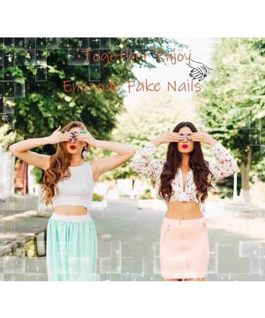 Enppode French Tip Press on Nails Medium 24 PCs/Set - Butterfly Design Acrylic Fake Nails for Women - Buy Online on GoSupps.com