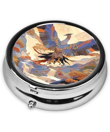 ROC with Wings Portable Metal Pill Box - Round Mini 3-Compartment Travel Case for Small Pills | Black Design - Buy Online on GoSupps.com