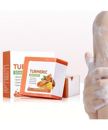 Turmeric Soap Bar Pure Turmeric Soap For Face & Body Gentle Moisturizing Nature Soap for Acne Dark Spots Hyperpigmentation Deep Cleansing Firming Smooth Skin Soap Bar (100g)