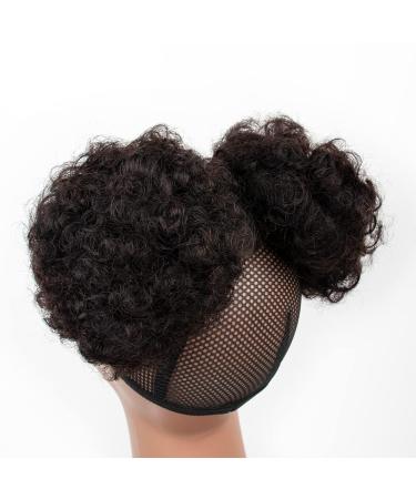Kids Hair Puff 4 Inch Drawstring Ponytail Pack of 2 - Natural Black Afro Puff for Black Women and Kids - Human Hair Mini Afro Puffs - Buy Online on GoSupps.com