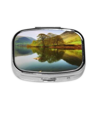Lake District National Park Printed Square Pill Box Portable Travelling Pill Box Medicine Organiser
