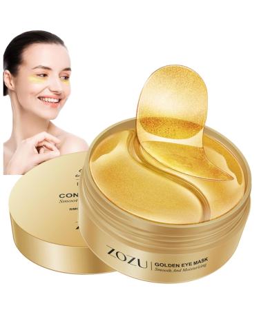 Eye Mask 60 Pcs Under Eye Patches for Dark Circles and Puffiness Lighten Fine Lines and Eye Bags Water Replenishing Eye Treatment Mask (24K Gold Eye Mask)
