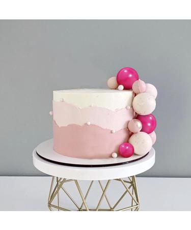 Ball Cake Topper Pink Cake Decoration with Hot Pink Whtie ball cake toppers for Girl Women Birthday Party Baby Shower Celebration Party Boho Party Supplies (Style 3) - Buy Online on GoSupps.com