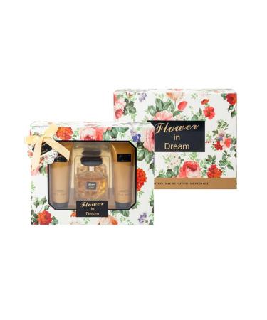 Flower in Dream Perfume Gifts Sets for Women Eau De Parfum (3.4 fl oz) Body Lotion (3.0 fl oz) Shower Gel (3.0 fl oz) Our Impression of Guci Flora (Pack of 3)