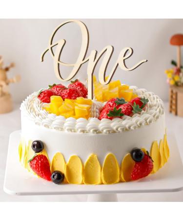 One Cake Toppers Wooden First Birthday Cake Picks for Boy and Girl 1st Birthday Baby Shower First Anniversary Party Cake Decorations Supplies - Buy Online on GoSupps.com