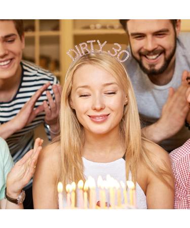 Rose Gold Dirty 30 Birthday Headband & Sash Set for Women - Rhinestone Tiara Crown - Happy Birthday Hair Accessories - Buy Online on GoSupps.com
