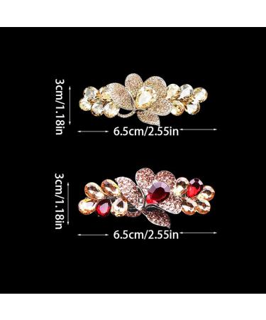 Elegant Crystal Rhinestone French Flower Hair Clips for Women - 5 PCS Set in 2 Sizes (Multicolor) | Stylish Hair Accessories for Women Girls - Buy Online on GoSupps.com