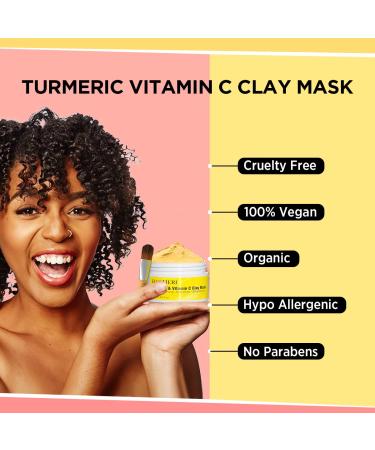 BACHERI Turmeric & Vitamin C Clay Mask for Blackheads, Acne, and Dark Spots - With Turmeric Extract for Glowing Skin, Pore Refinement, and Oil Control - Buy Online on GoSupps.com