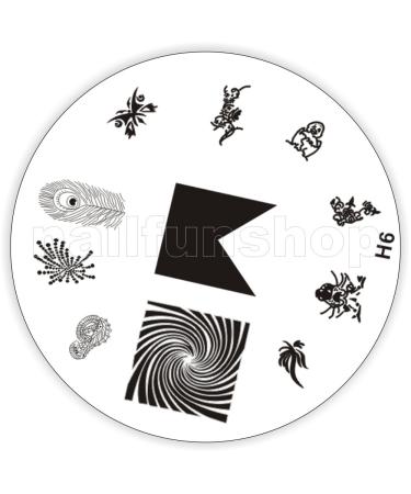 Stamping stencil H6 - chick feather tiger seahorse French fullcover etc.