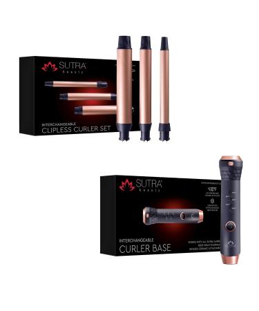 SUTRA Interchangeable 3-in-1 Styler Set | Spring Curler Waver & Clipless Wand in Rose Gold & Black - Perfect for International Shipping - Buy Online on GoSupps.com