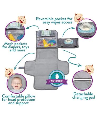 XL Diaper Changing Mat & Wrapping Pad - Foldable Washable Breathable with Removable Diaper Bag & Pillow - Ideal for Travel - Buy Online on GoSupps.com