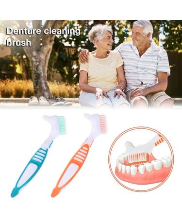 Hard Prosthesis Brush Set - 2 Ergonomic Toothbrushes for Restorative Care | Multi-Layer Bristles - Green & Orange - Buy Online on GoSupps.com