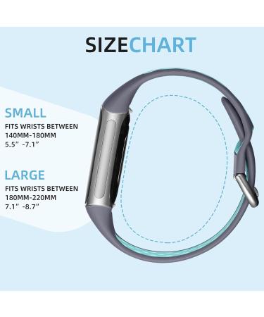 Buy Cemika Silicone Bracelet for Fitbit Charge 5 & 6 - Waterproof Soft Breathable Sports Bands in Gray-Green (S: 5.5-7.1) - International Shipping Available - Buy Online on GoSupps.com