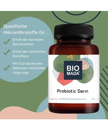 Buy BIOMADA Probiotic Intestine - 60 Capsules for Optimal Gut Health | Vegetarian Gluten-Free Lactose-Free Micronutrients - Buy Online on GoSupps.com