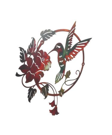 HEMOTON 1pc Pendant Home Decor Vintage Decor Garland Metal Birds Wall Art Home Ornament Flowers Round