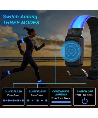 Flintronic LED Bracelet - Reflective USB Lighting Tape for Night Running & Outdoor Sports - 2PC Blue | Unisex Safety Light - Buy Online on GoSupps.com