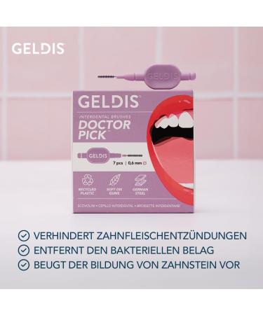 Geldis Interdental Brushes - 7 Piece Doctor Pick Set for Effective Tooth Cleaning and Tartar Removal (Blue 0.9 mm) - Buy Online on GoSupps.com