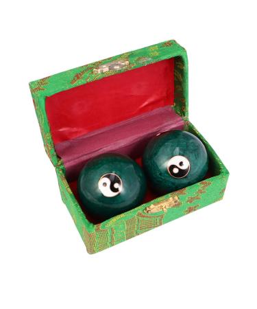 Gleavi 1 pair of hand massage balls finger exercise ball palm Messager Health Wellness Green Massageball Chinese massage balls Baoding balls train sports massage glug Cloisonne gymnastics ball