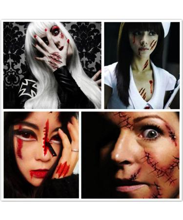 15 Sheets Temporary Horror Scar Tattoos Stickers - Realistic Fake Bloody Wound, Stitch, and Scab Decals for Halloween Cosplay Party - Buy Online on GoSupps.com