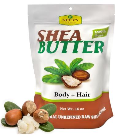 Nura's Raw Unrefined Natural Shea Butter 100% Organic African Shea Butter for Skin & Hair Care - Moisturizing Healing and Nourishing - Ethically Sourced Shea Butter 16 Oz