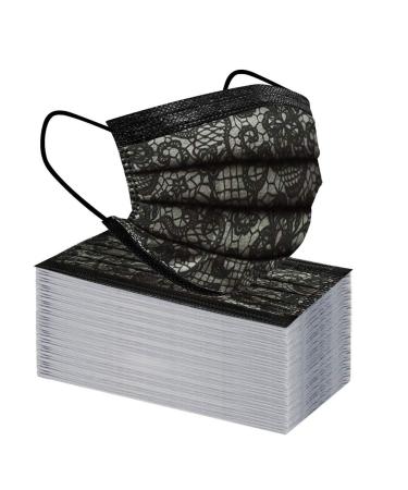 Amyglin 50 pieces disposable 3-layer non-woven fabric mouth-nose protection butterfly motif breathable multifunctional scarf bandana for adults