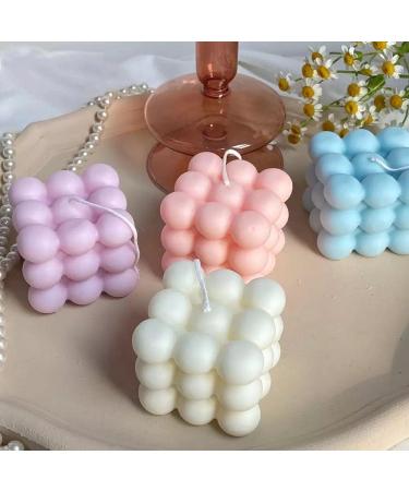 Buy Small Bubble Cube Candle - Pink Soy Wax Aromatherapy Scented Candle for Relaxation | Perfect Birthday Gift - 1PC - Buy Online on GoSupps.com