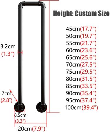 Stair Railing for Steps Side Walls 5 Piece Galvanized Tube Auxiliary Banister Handrail for Villas/Corridor/Front Porch)/Silver/High-80Cm) Silver High60Cm(23.6") - Buy Online on GoSupps.com
