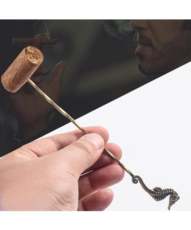 PENNY73 Cigar Draw Retro Brass Cigar Pass Needle Smoker Portable Dredge Drilled Creative Carving Spiral Ventilation Needle Cigar Tool Feather - Buy Online on GoSupps.com