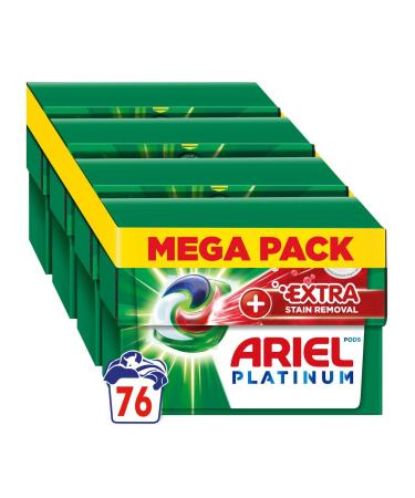 FAIRY NON BIO Ariel All-in-1 PODS Laundry Detergent Washing Liquid Tablets / Capsules 76 Washes (4x19) With Platinum Extra Stain Removal Deep Down Clean And Extra Stain Removal Platinum + Extra Stain Removal - Buy Online on GoSupps.com