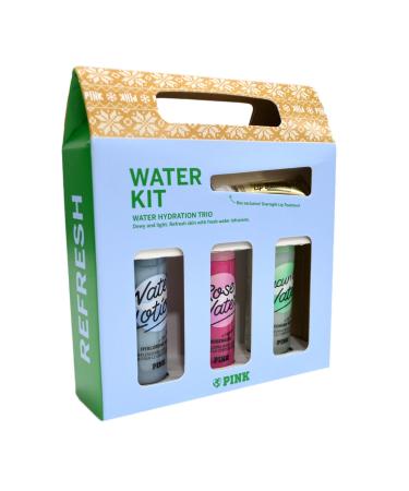 Victoria's Secret PINK Water Body Care Gift Set: Water Lotion Rose Water Cucumber Water Mini Lotions & Lip Mask