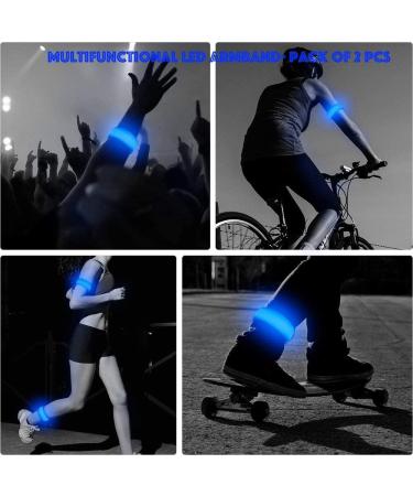 BSEEN 2 Pack LED Armbands for Running - Glow in The Dark Safety Gear Bracelet Sports Wristbands, Fluorescent Blue - Buy Online on GoSupps.com