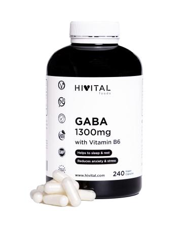 GABA 1300mg with Vitamin B6. 240 Vegan Capsules for 4 Months. Gamma Amino Butyric Acid with Vitamin B6 helps improve sleep and rest and reduce anxiety and stress