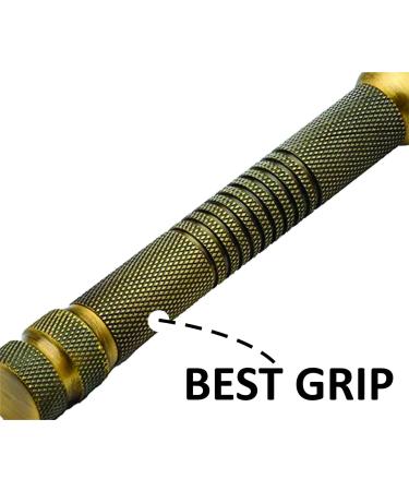Pearl Double Edge Safety Razor - Eco-Friendly Men's Shaving Kit | Premium Close Comb Reusable Razor | Perfect Father's Day Gift (Antique Brass - Buy Online on GoSupps.com