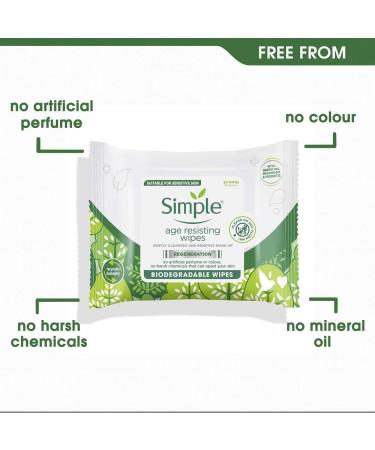 Simple Regeneration Age Resisting Biodegradable Facial Wipes remove make-up and fights premature ageing for sensitive skin 20 wipes package may vary (Pack of 2) 20 Count (Pack of 2) Age Resisting - Buy Online on GoSupps.com